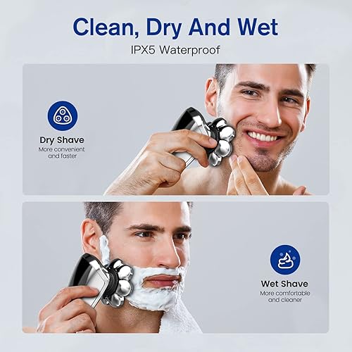 Miniatura 6 de Afeitadoras eléctricas 8D para hombres calvos, afeitadora de cabeza 6 en 1 con pantalla LED, cuerpo impermeable y carga USB, perfecta para el hogar