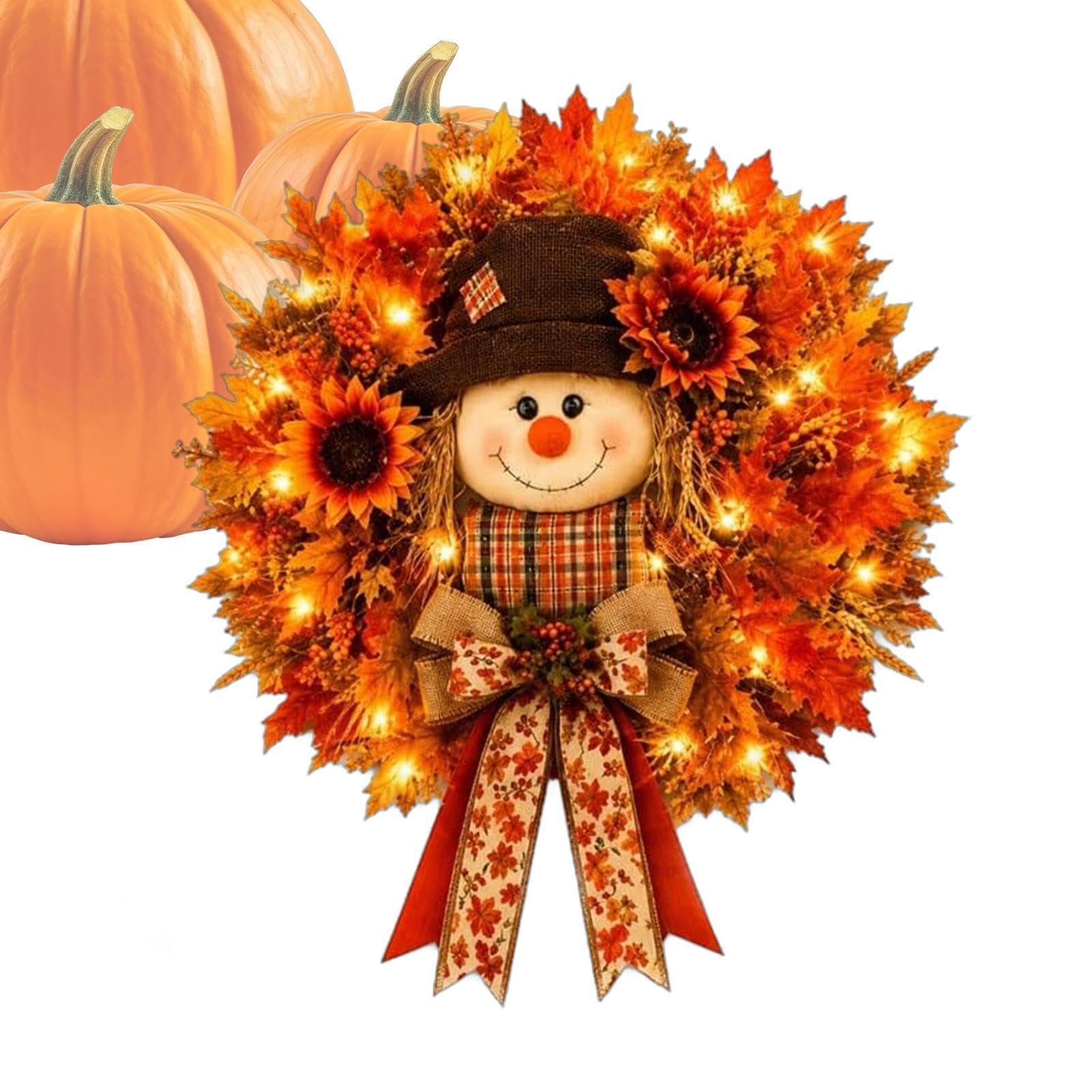 Ghirlanda Autunnale Per Porta di Casa Decorazione Con Spaventapasseri