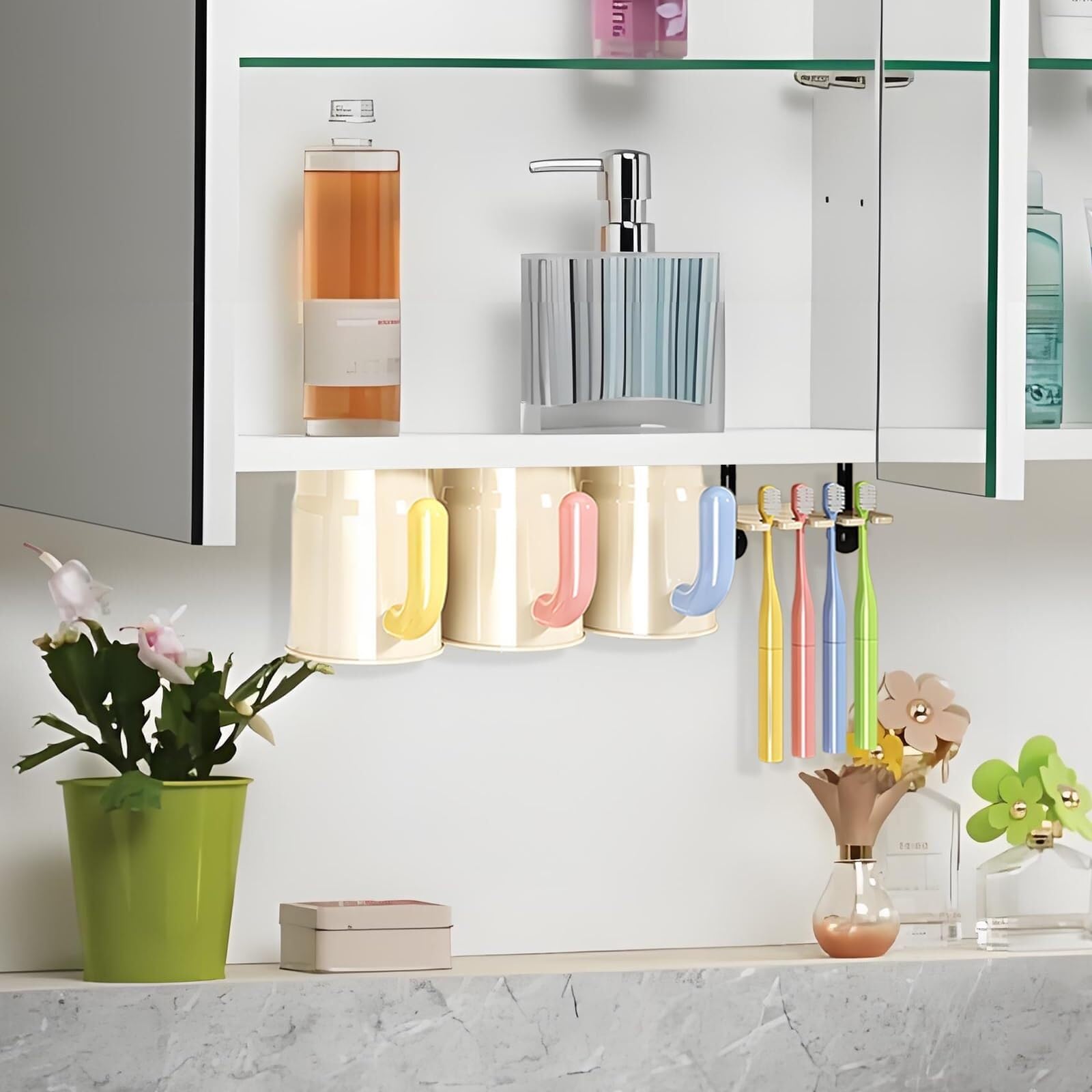 Modern Porta Cepillos De Dientes, Soporte Magnético Invertido For Cepillo De Dientes For Baño Al Revés con Vasos For Cepillos Ahorra Espacio(10.24in)