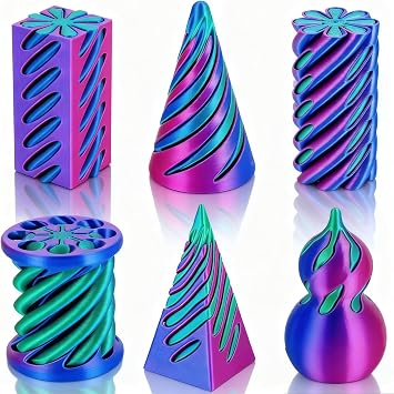 6PCS Impossible Cone Fidget Toys, 3D Printed Spiral Cone Ornaments, Impossible Pyramid Passthrough Sculpture for Stress Relief, Fun Desktop Decorations Toy for Boys Kids Adult Gift0,A