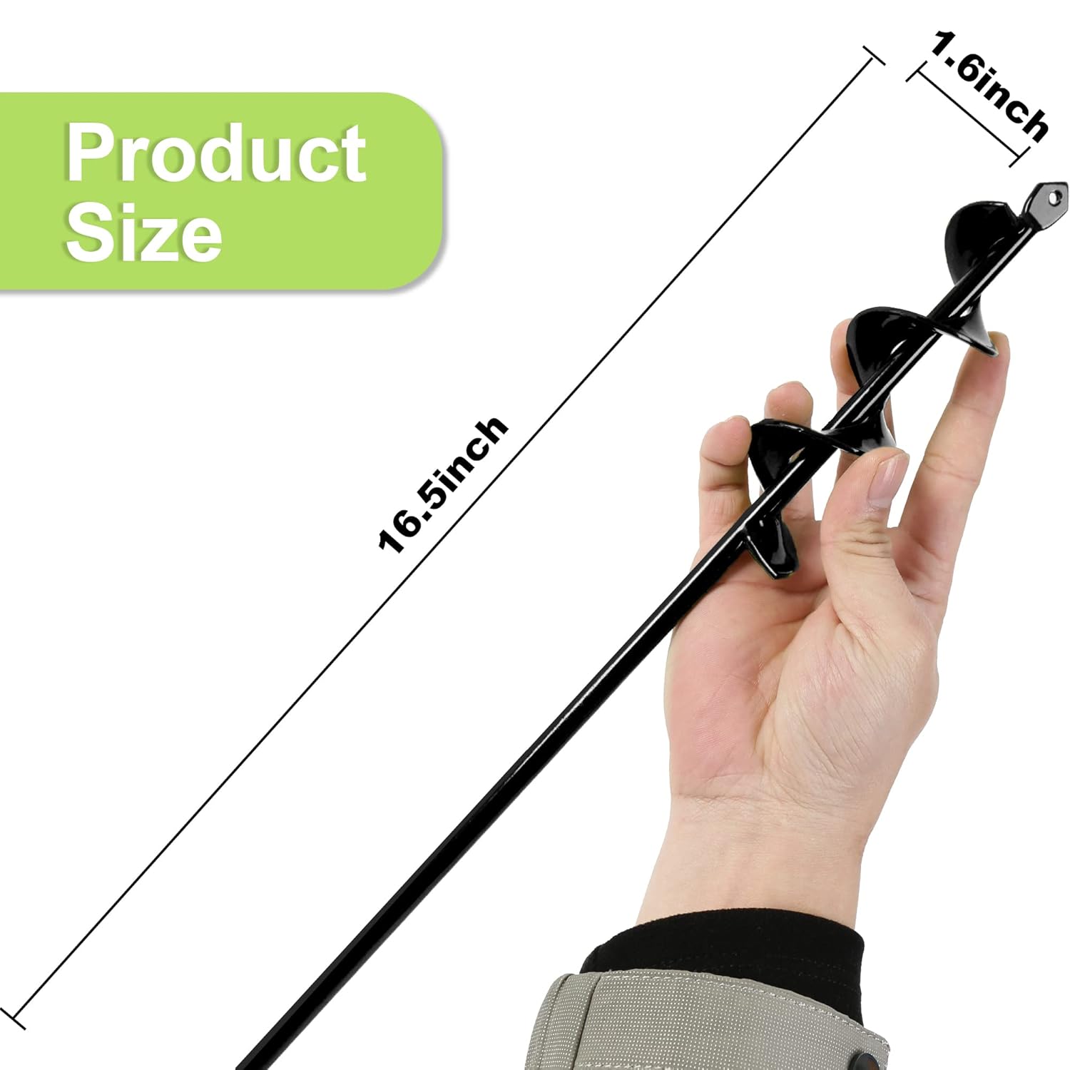 Auger Drill Bit for Planting 1.6"x16.5" Garden Auger Spiral Drill Bit,Bulb Auger for Cordless Drill,Soil Auger for Post Hole Digger,Garden Auger for 3/8” Hex Driver Drill Solid Shaft - - 