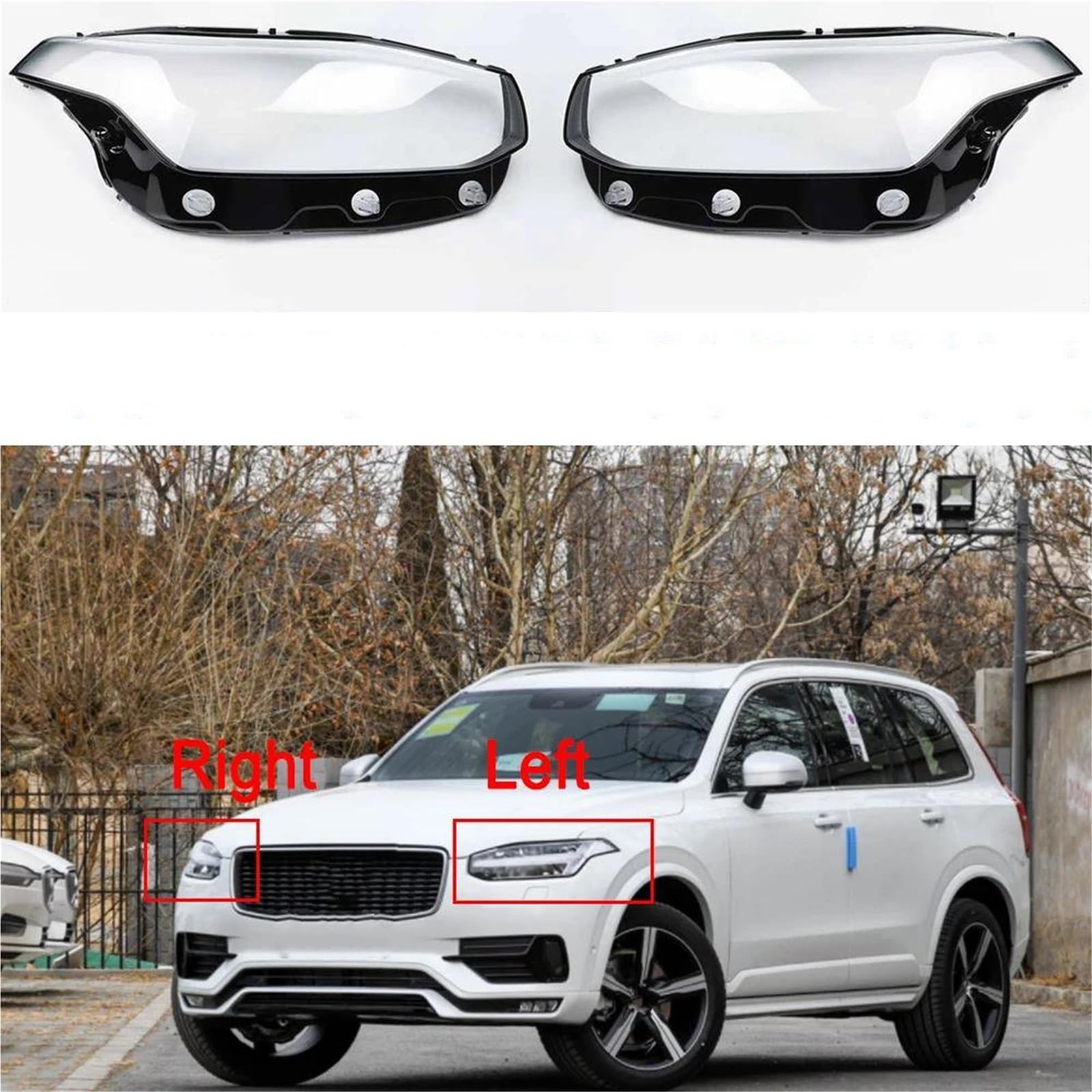 Paralume In Vetro Trasparente Per Fari Anteriori Ricambio Per Volvo XC90 2015-2022(Left+right)