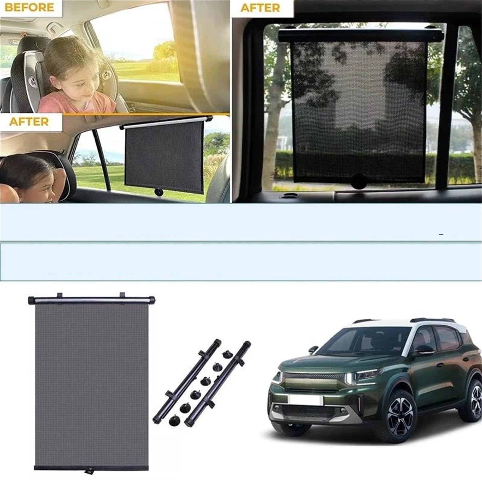 Protezione Accessori Auto Tende A Rullo Parasole Retrattili Con Protezione UV Per Citroen Per Berlingo Per Jumpy Per Picasso Coprisole(40x45 cm)