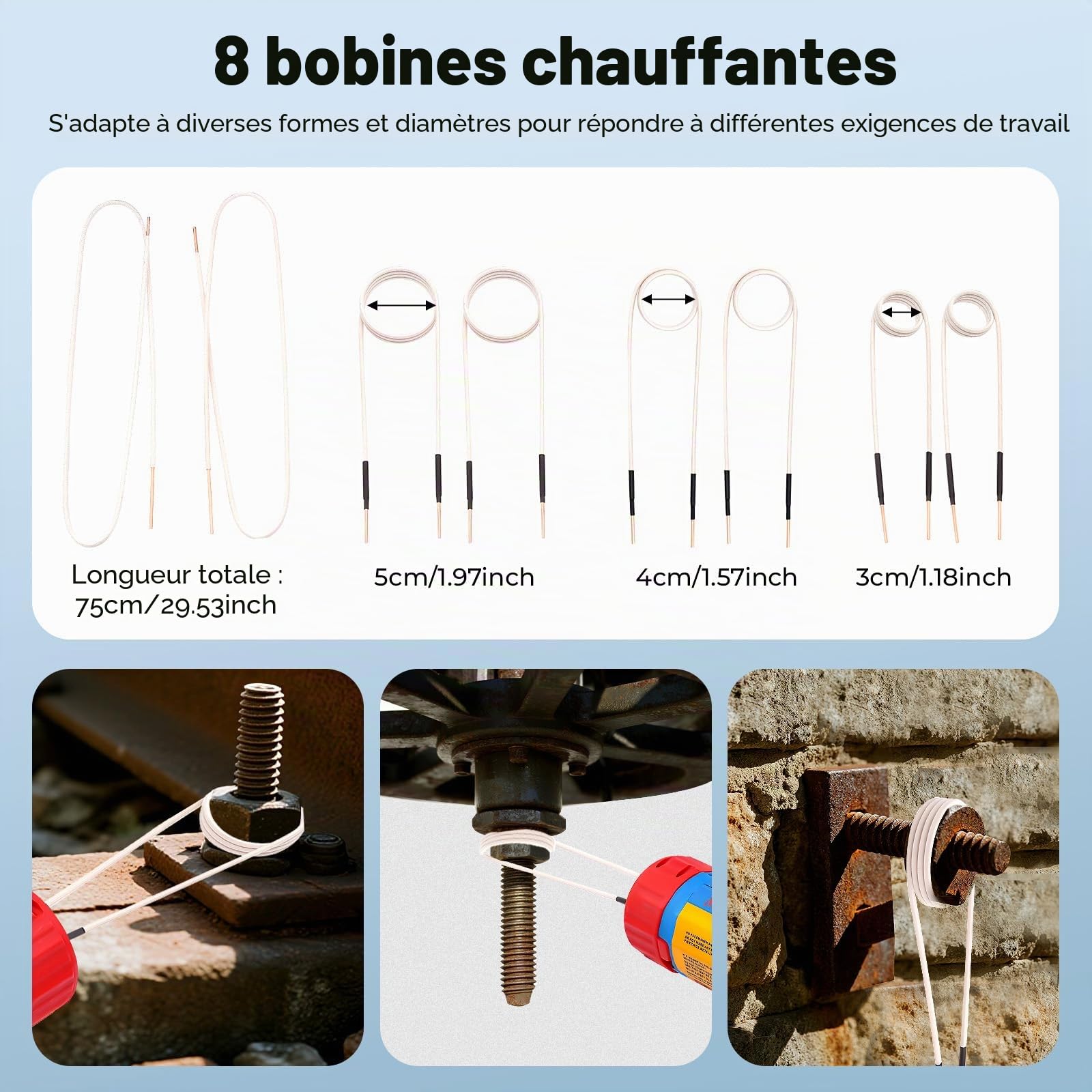 Chauffage par induction magnétique, appareil de chauffage par induction, ensemble d'outils manuels chauffants par induction, outil de chauffage par induction pour enlever les vis, appareil de