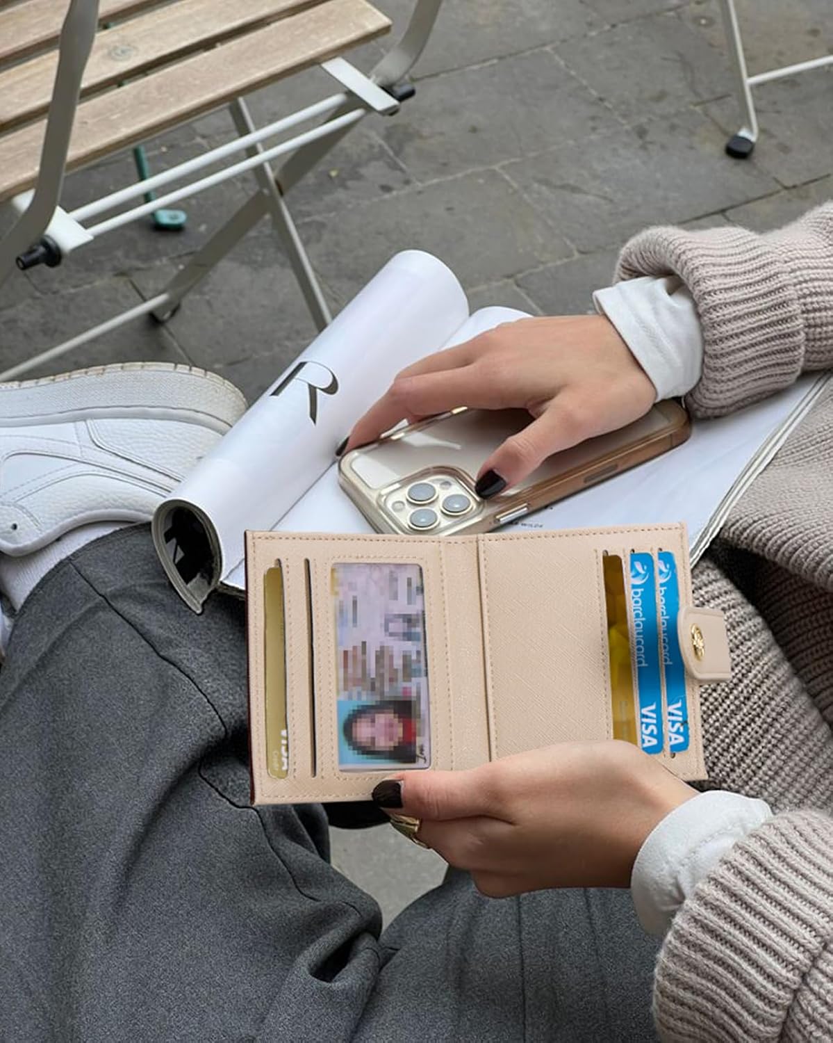 BOSTANTEN Slim Wallet for Women Small RFID Blocking Credit Card Holder Leather Bifold Wallets with Zipper Coin Pocket Rainbow Pink - Image 6