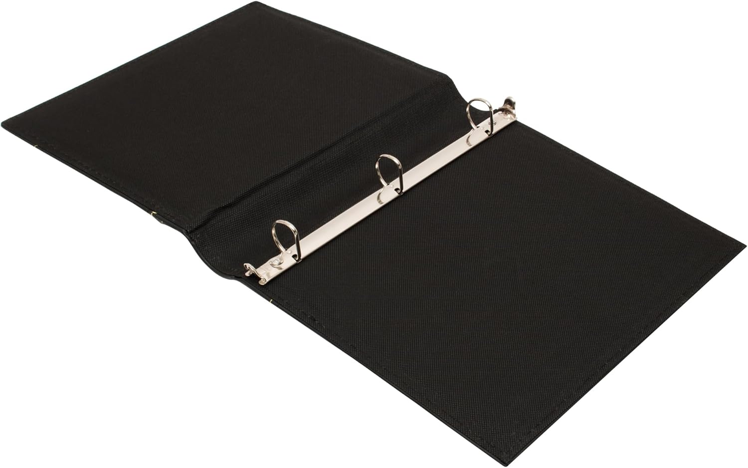 Executive Binder, English Leather, Hand Stitching and Ribbed Spine, Heavy Duty 1" Inch 3 D-Ring with Buster, Black and Gold (1" inch)