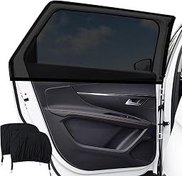 CHWNIBAY Sonnenschutz Auto Baby, Sonnenschutz Auto, Fenster Verdunkelung mit UV Schutz, 2 Stück Universal Autosonnenschutz Elastizitä Netz für Kinder & Haustiere