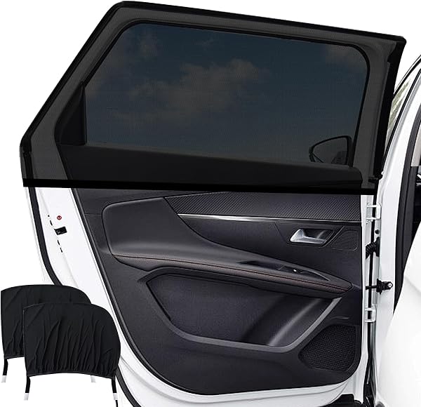 CHWNIBAY Sonnenschutz Auto Baby, Sonnenschutz Auto, Fenster Verdunkelung mit UV Schutz, 2 Stück Universal Autosonnenschutz Elastizitä Netz für Kinder & Haustiere