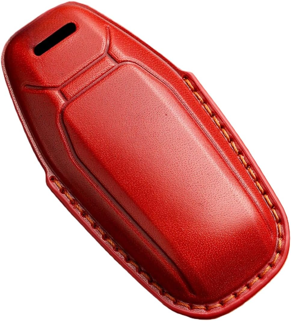KUNIO For Audi 2025 Genuine Leather Car Key Fob Cover Case fit for Audi A3 A5 Limousine E-Hybrid 2025 A5 Limousine 2025 A6L A5L E-tron SQ5 SUV 2025 Keychain Key Fob Protector Accessories 3 Button Red