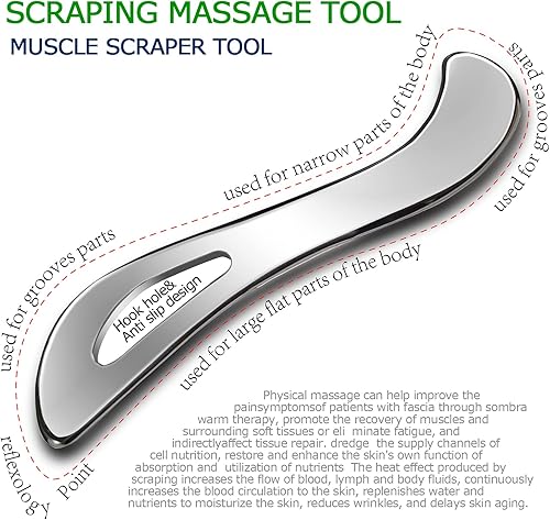 Miniatura 3 de BYYDDIY Herramienta de raspado muscular de acero inoxidable Gua Sha, herramientas de masaje de raspado, herramienta para tejido cicatricial