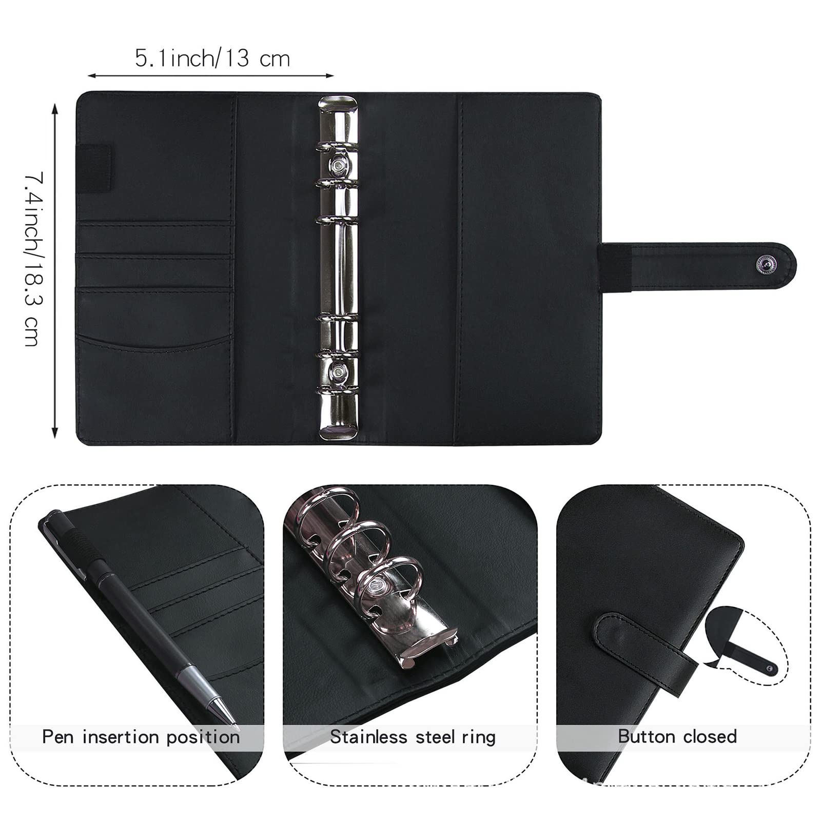 Portefeuilles Réutilisables En Cuir PU - 2 Couleurs (noir Et Rose), étanches, 17,5 X 9,2 Cm - 10