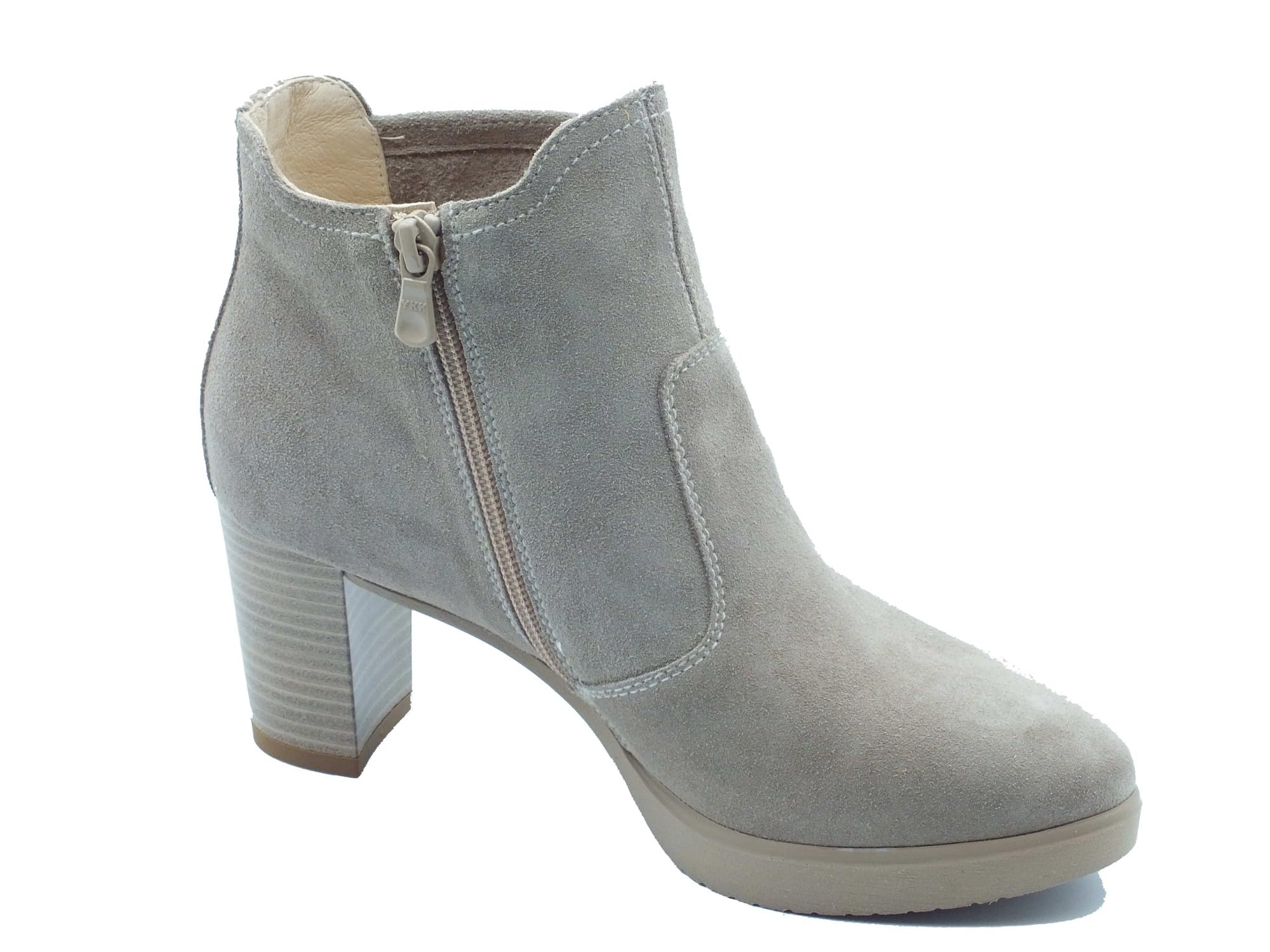 Nero Giardini E615081D Velour Creta Tronchetti Eleganti per Donna in Nabuk con Tacco Alto e Lampo