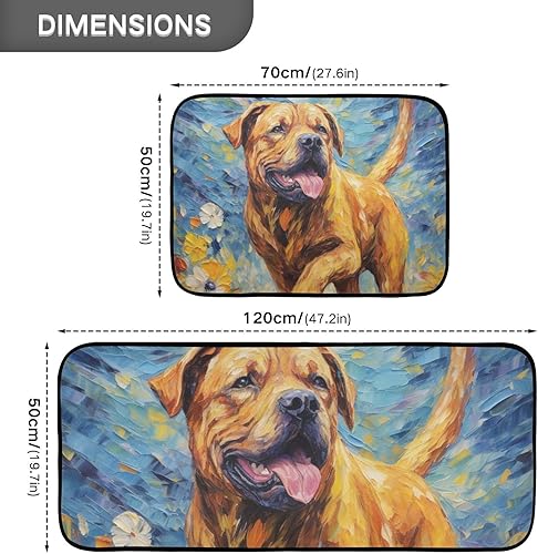 Miniatura 3 de ZENWAWA Painting Dog Floral Kitchen Mat 2 Pcs Set, Low Pile Kitchen Rugs Cushioned Water Absorbent Washable Floor Mats for Kitchen Sink Laundry Room