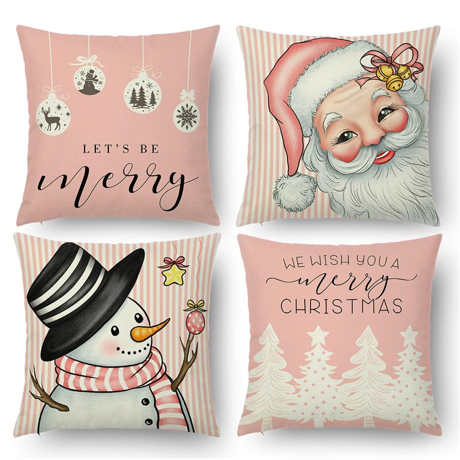 Housse de coussin Noël en lin de qualité supérieure 50x50 cm pour décoration chic
