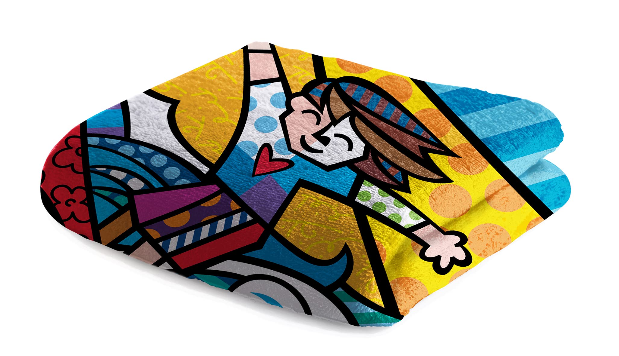 Britto Romero Beach Towel - 30x62 Inches, Happy Art Colorful Landscape Design, Lightweight Polyester/Cotton Blend - View #9