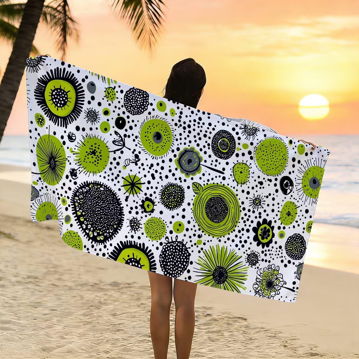 Ręcznik plażowy z mikrofibry, duży ręcznik plażowy 90 x 180 cm 2 sztuki, damski ręcznik gimnastyczny szybkoschnący, odporny na piasek ręcznik z mikrofibry, lekkie ręczniki gimnastyczne na prezent