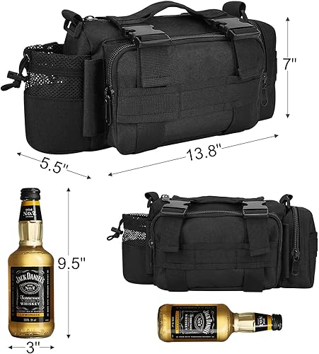 Miniatura 4 de BraveHawk OUTDOORS Bolsa para manubrio de bicicleta, nailon 900D Oxford multiusos, cintura táctica resistente al agua, MOLLE, paquete de bicicletas