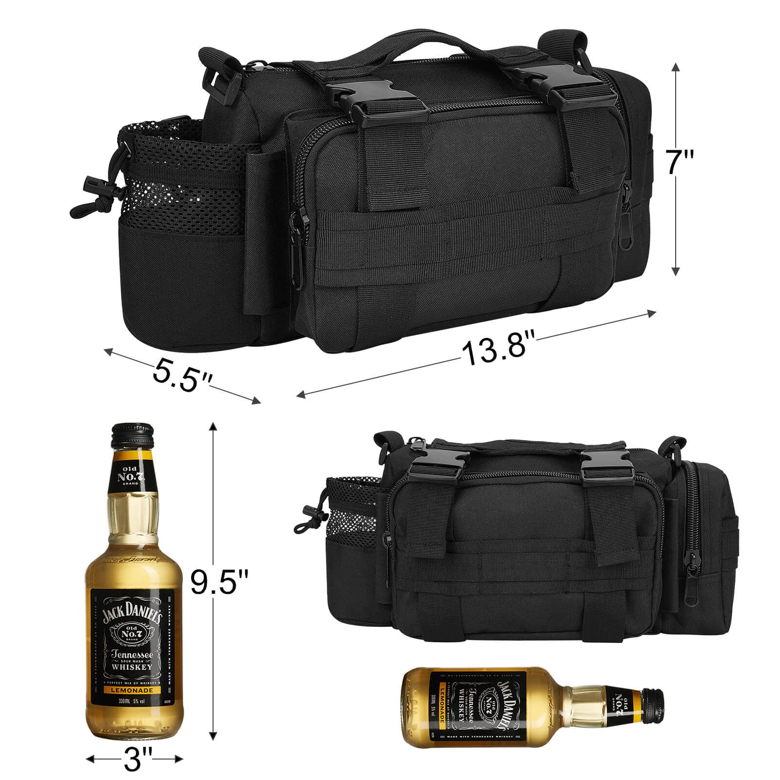 BraveHawk OUTDOORS Torba na kierownicę rowerową, nylon 900D, Oxford, wielofunkcyjna, taktyczna, na talię, wytrzymała, wodoodporna, MOLLE, do użytku na zewnątrz, do jazdy na rowerze, wędrówek, rozmiar