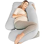Cute Castle Cooling Cover Pregnancy Pillows, Soft U-Shape Maternity Pillow with Removable Cover - Full Body Pillows for Adults Sleeping - Pregnancy Must Haves - Jumbo 57 Inch - Light Grey