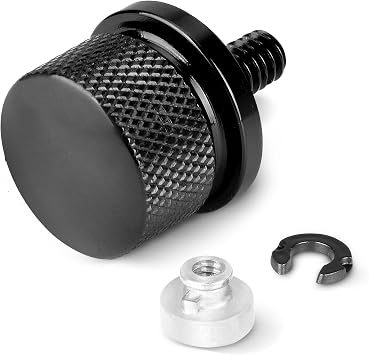 Goldfire Rear Fender Seat Nut Kit, Black Hard Anodized 1/4" Seat Thumb Bolts Screw Knob Compatible with 1996-2023 HD Sportster Touring Road King Dyna Fatbob Street Glide Road Glide Black Kit B
