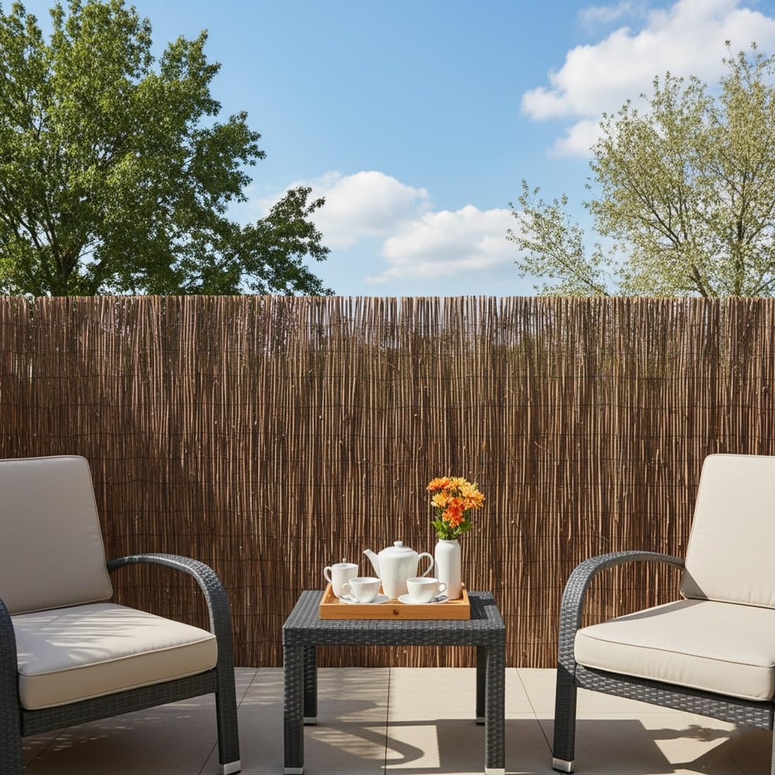 Arella Bamboo da Esterno, Giardino Recinzione in Canna, Naturale bambù Recinzioni, Arelle Canniccio Decorativo for Patio, Piscina, Balcone, Ombra & Privacy(Marrone,H100cmxL500cm)