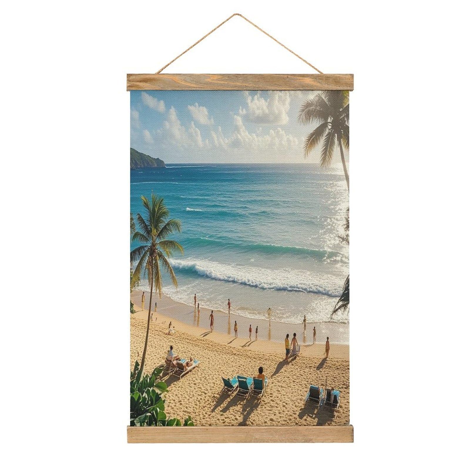 FekiLoot Summer Hawaiian Wall Art Poster Hanger Frame Linen Wall Art Decor Vintage Hanging Poster Hanging Wall Decor Rustic Retro Wall Art Print for Living Room Decor 20.4 X 13.1Inches