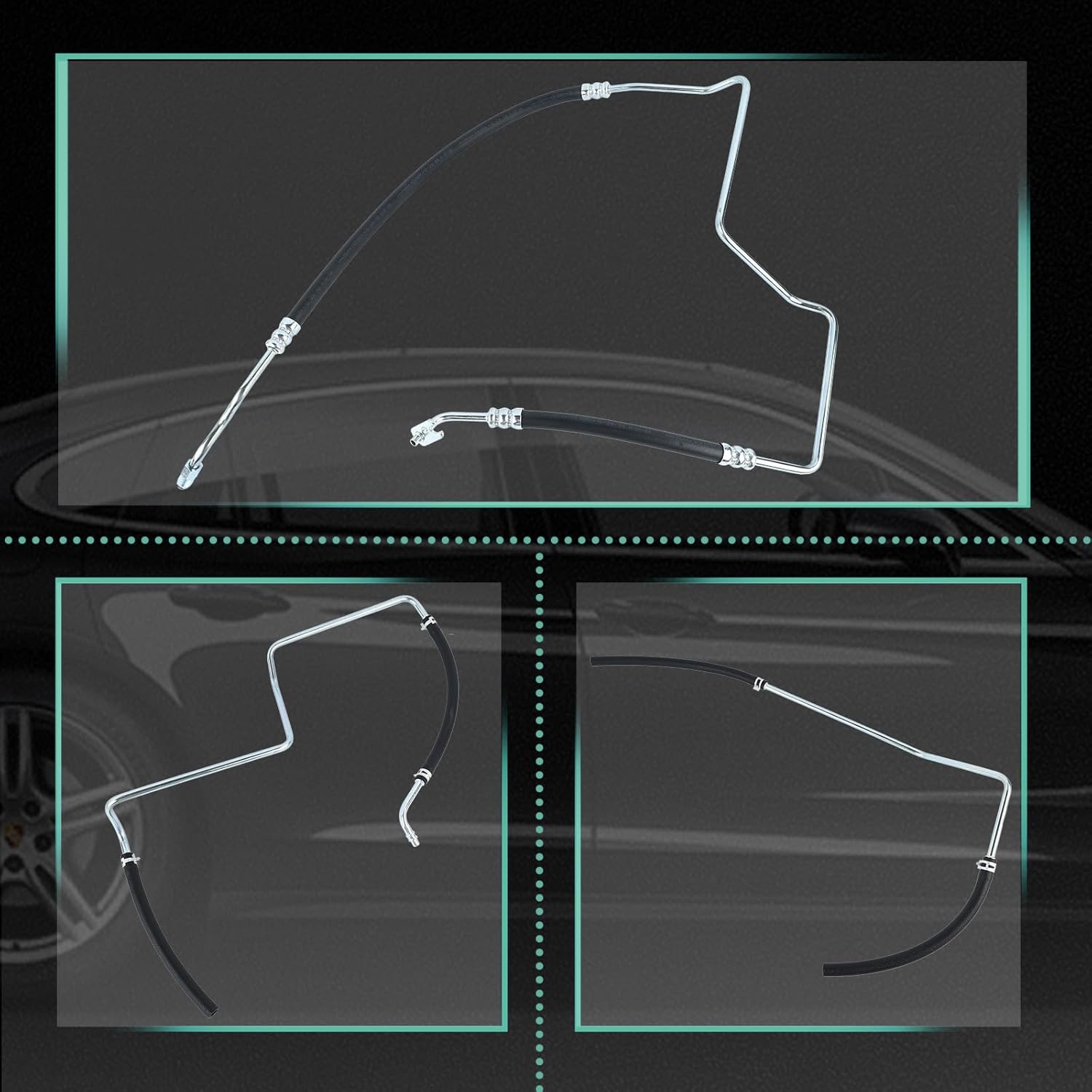 3PCS Power Steering Hose Kit Fit for Chevy Trailblazer EXT Envoy XL 9-7x 2002-2009 for Isuzu Ascender 2003-2008 for GMC Rainier CXL 2004-2007 Replace 15194364 92222 92378