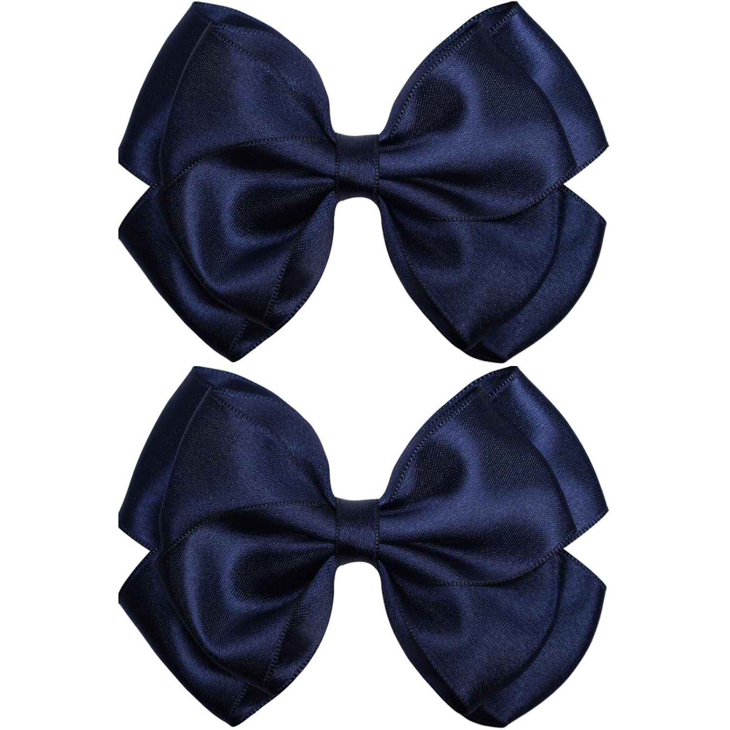 4.5" Hair Bows Clips Hair Accessories for Women Girls Toddlers Children Grosgrain Ribbon Alligator Clips (Navy Blue)