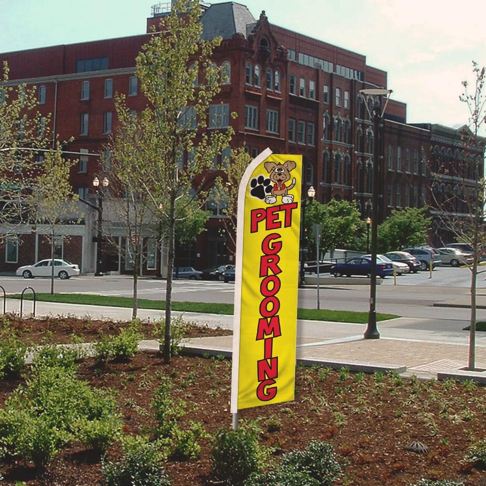 Infinity Republic - Pet Grooming Banner Swooper Flag & Pole Kit - Perfect for Businesses, Pet Stores, Groomers, Pet Kennels, etc!