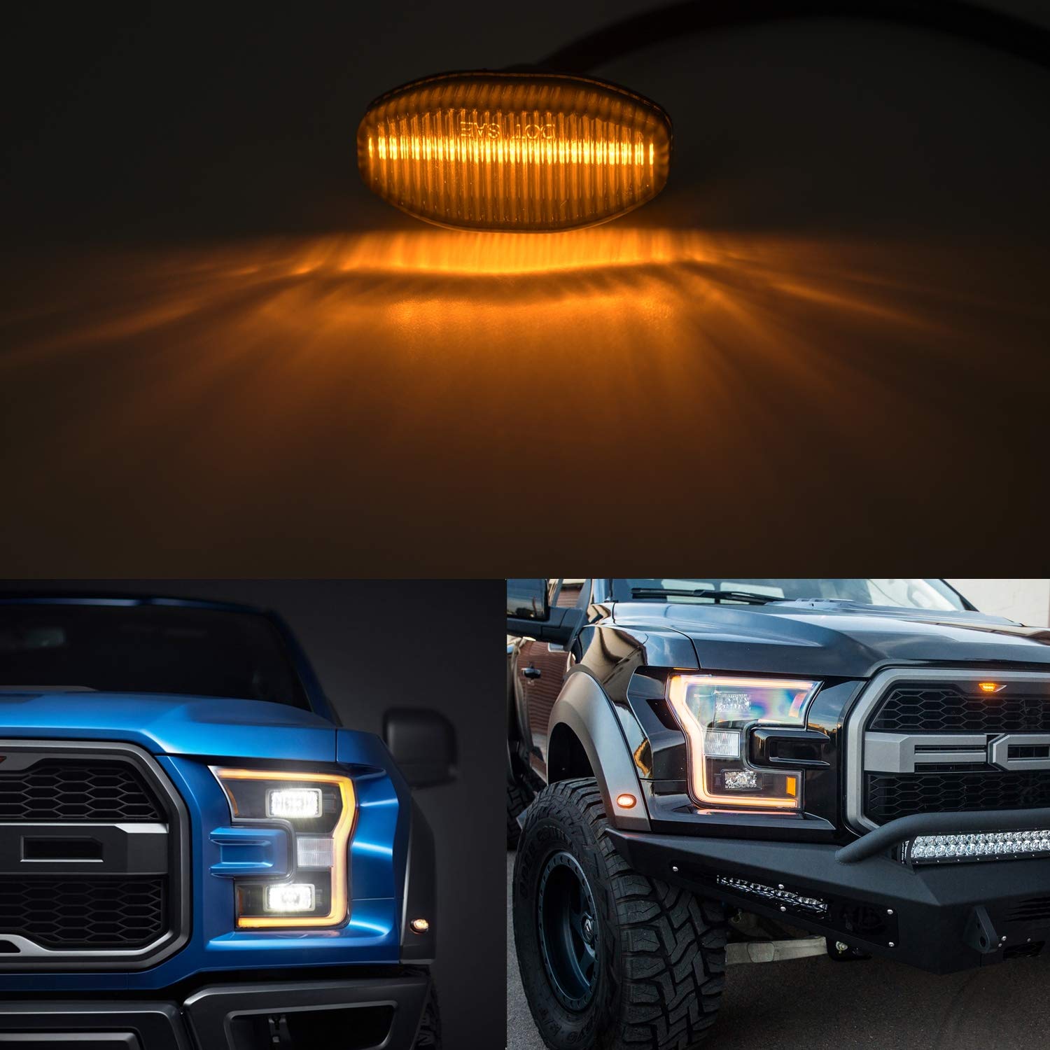 【新作入荷!!】 サイドマーカー Ford F150 Raptor 2021 2022のLEDサイドフェンダーマーカーライトダイナミックターン