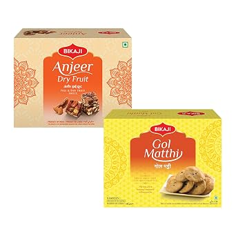 Bikaji Gol Mathi 400g & Anjeer Dry Fruit Burfee 250g | Crispy Sweet Mathi with Premium Anjeer Barfi | Tea-Time Snack, Festive Combo & Gifting Pack