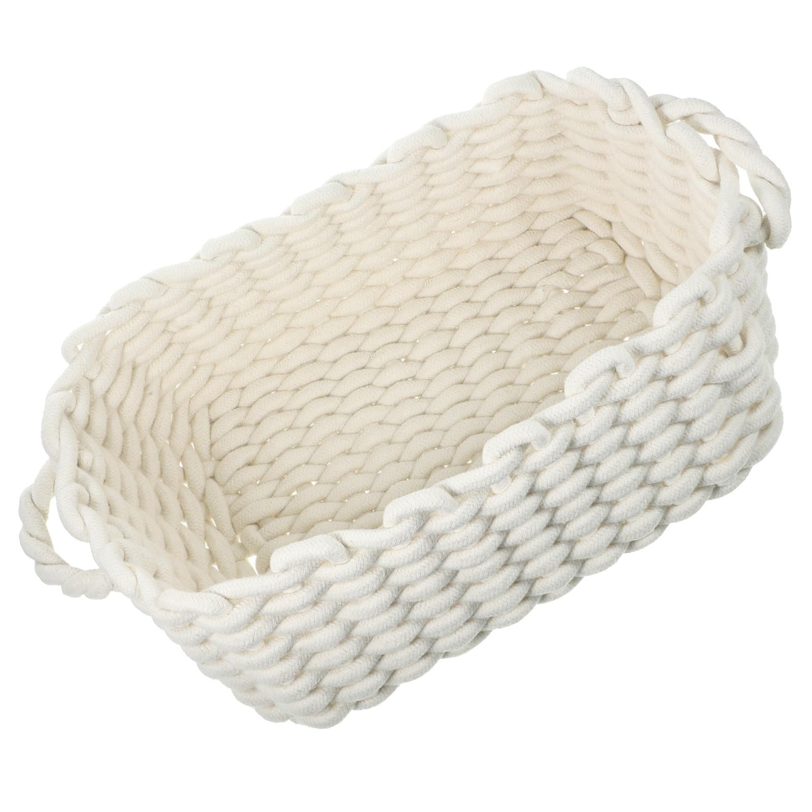 Cesta Tapa y Diseño Delicado Cuerda de Algodón de Almacenamiento Tejida Beige Adecuado para Organizar Ropa y Artículos Hogar