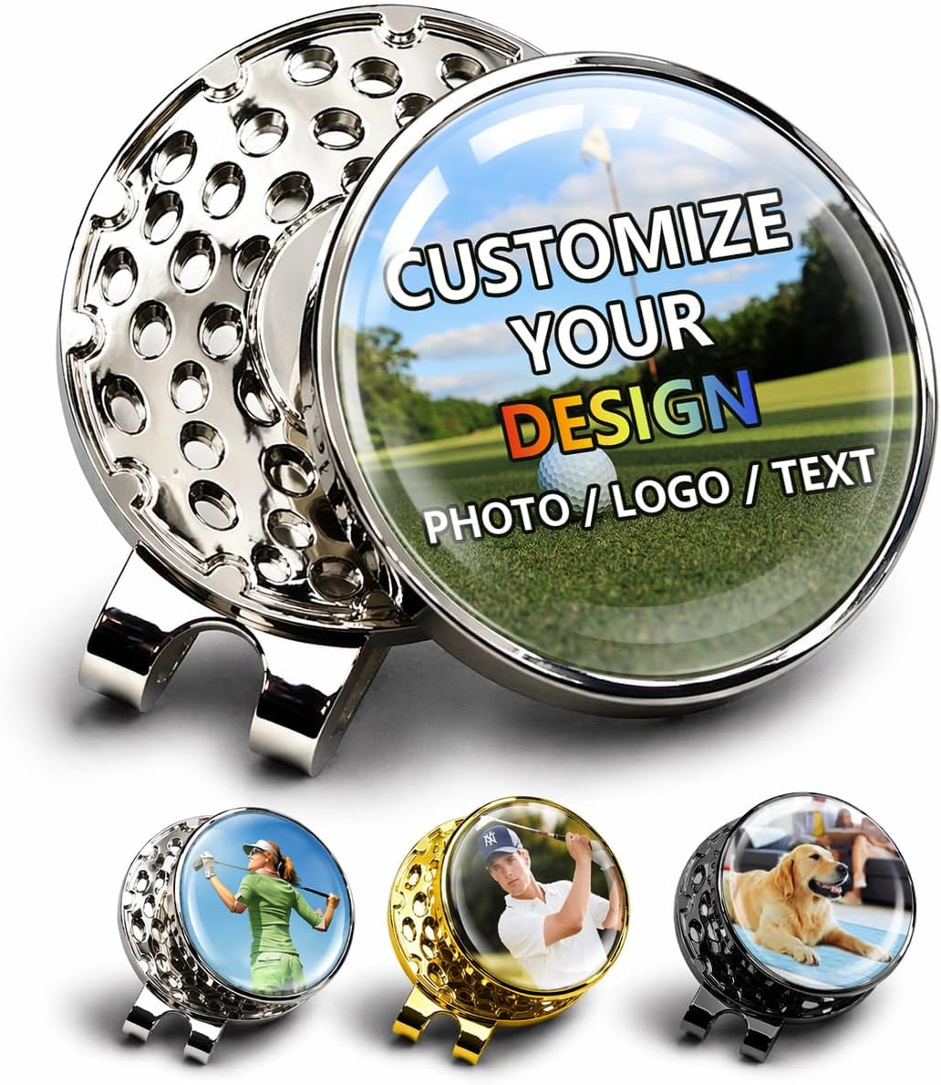 Personalized Golf 3D Ball Marker with Magnetic Hat Clip – Custom Logo/Text/Icon Design 1" Golf Ball Marker for Golfers Unique Golf Gift for Men & Women