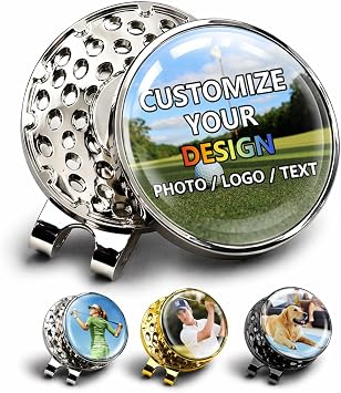 Personalized Golf 3D Ball Marker with Magnetic Hat Clip Custom Logo/Text/Icon Design 1" Golf Ball Marker for Golfers Unique Golf Gift for Men & Women