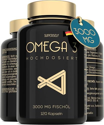 Omega 3 Kapseln Hochdosiert 3000mg - Premium Fischöl - 120 Kapseln