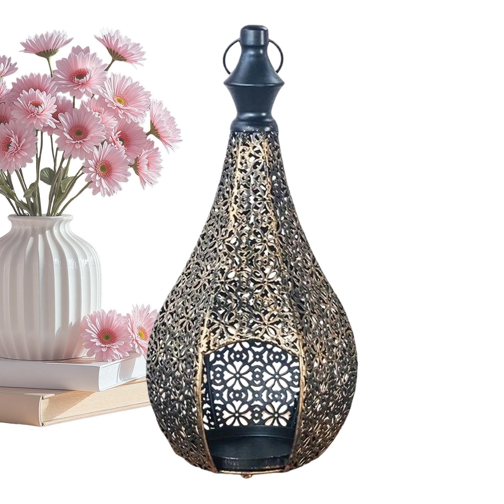 Lanterna marocchina in metallo: portacandela per e balcone, suggestivo gioco di , portacandele bohémien per esterni e interni, decorazione orientale da appendere, 30 cm
