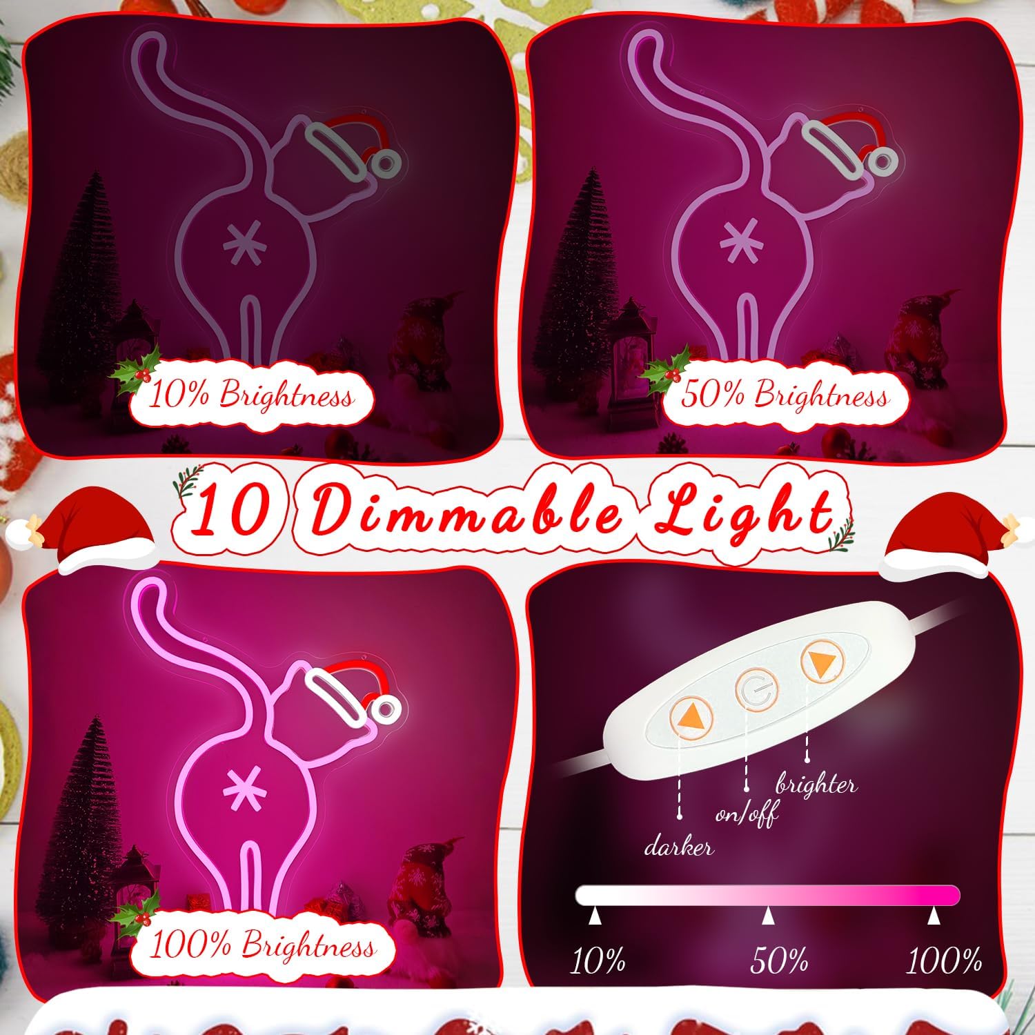 Christmas Neon Signs for Wall Decor Black Cat Neon Lights Christmas Led Sign for Bedroom Wall Dimmable Black Cat Light Up Signs for Party Wall Room Home Decor Gift