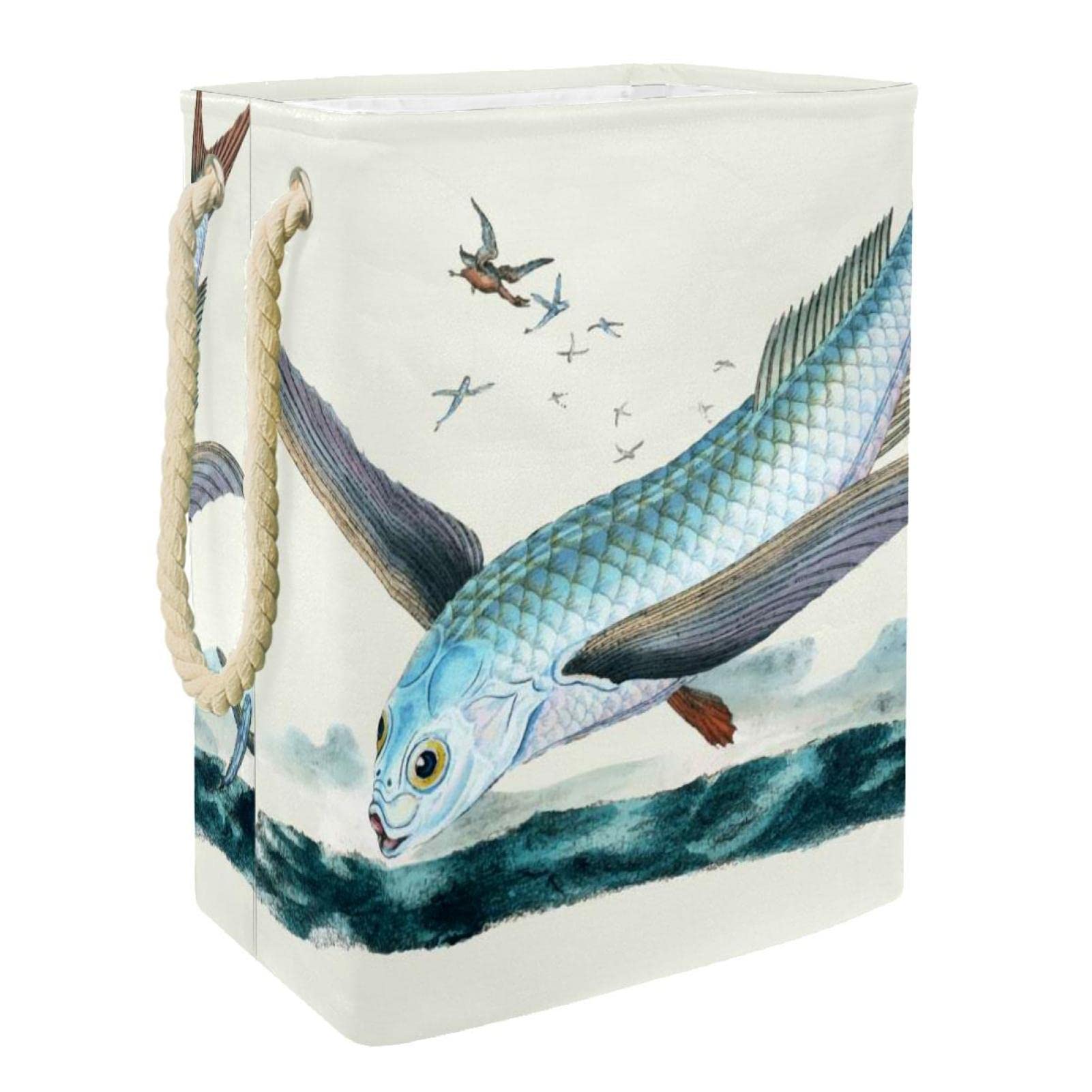 Panier à linge vintage poisson grand format pour éliminer le désordre de la chambre