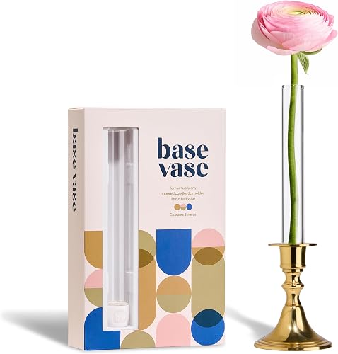 Base Vase (3-Pack) - The Bud Vase that Fits in Taper Candle Holders | Create Floral Arrangements for Tablescapes, Centerpieces, Weddings and Home Decor