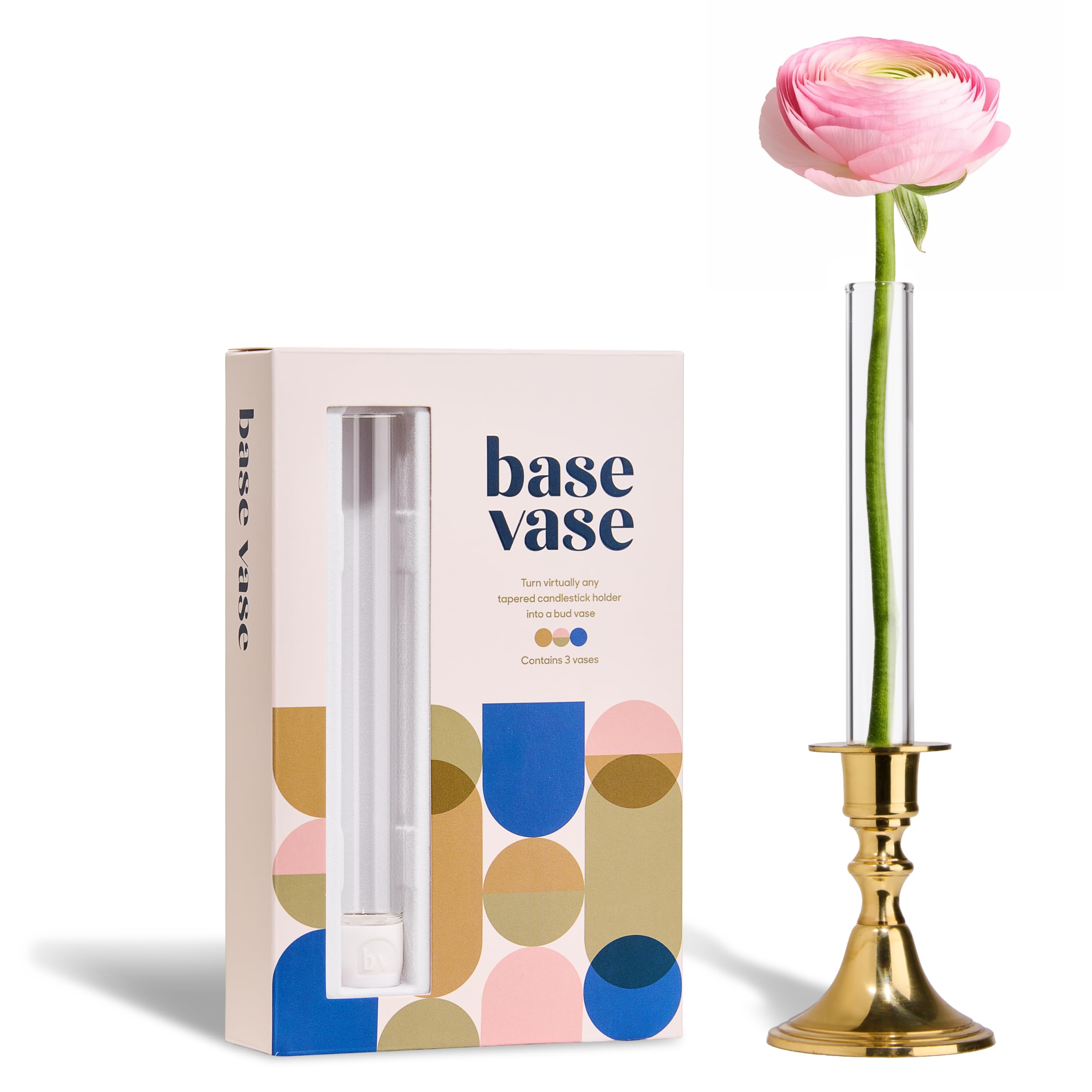 Base Vase (3-Pack) - The Bud Vase That Fits in Taper Candle Holders | Create Floral Arrangements for Tablescapes, Weddings and Home Decor