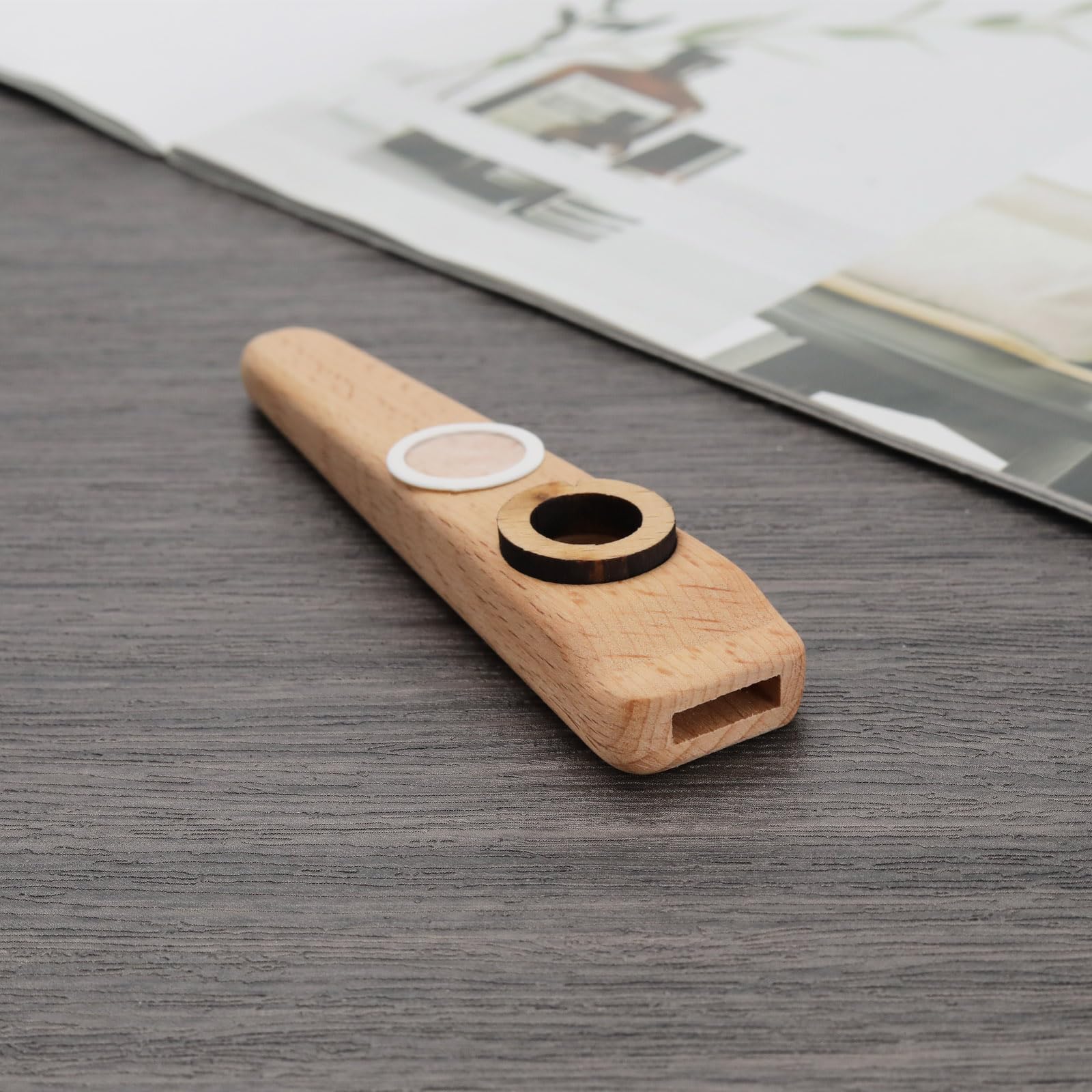 1 Set Di Strumenti Kazoo Orff In Legno Partner Musicale Kazoo Per Chitarra Ukulele Violino Accompagnamento Al Pianoforte Con Membrana Inclusa 103x25x15mm