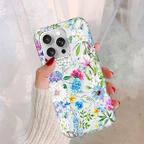Miniatura 9 de J.west Funda compatible con iPhone 15 Pro Max 6.7, suave, a prueba de golpes, bonita funda protectora floral para mujer, diseño de patrón de flores