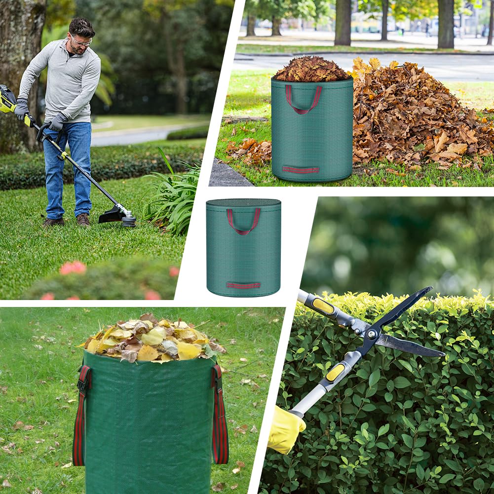 Flintronic 3x300L Bolsas para Desechos de Jardin, bolsa de Jardín Plegable con Asas de Transporte, Bolsa de Basura Reutilizables, Grandes bolsa de basura con Guantes