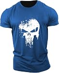 ReedCA Punishment Skull - Mens Bodybuilding T-Shirts Fashion Casual Fitness Tee Slim Fit Gym Short Sleeve