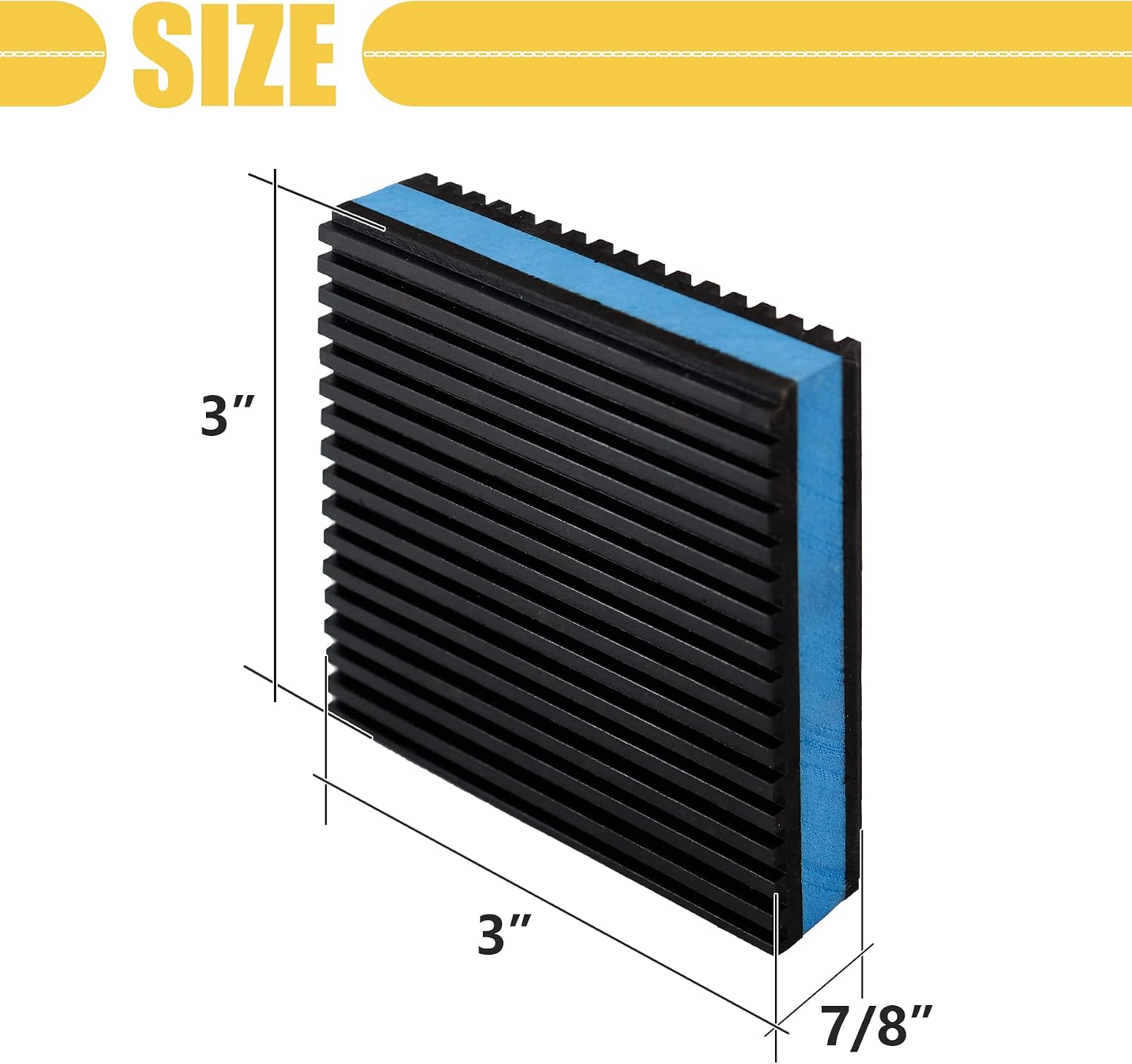 4 Pack Rubber Anti Vibration Pads,3 x 3 x 7/8 inches Heavy Duty EVA Isolation Mats for Air Conditioner,HVAC System,Compressors,Washer and Dryer Blue