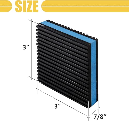 Miniatura 2 de Paquete de 4 almohadillas de goma antivibración, 3 x 3 x 78 pulgadas, alfombrillas aislantes de EVA resistentes para aire acondicionado, sistema