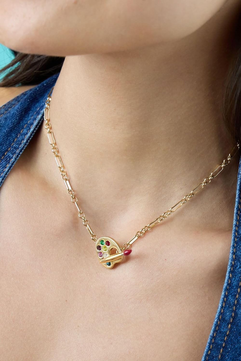 Alex and Ani Artist Palette & Paint Brush Toggle Necklace - Artsy Gold-Tone Charm Necklace Perfect for Expressing Creativity, Ideal for Women - Image 4