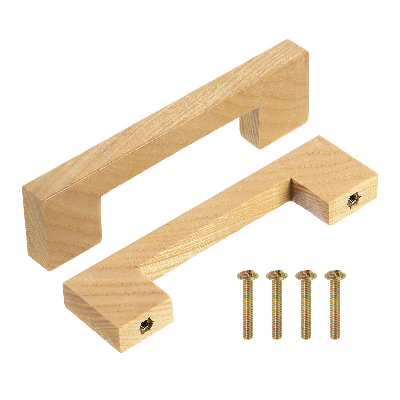 Poignée de tiroir carrée bois de frêne uxcell lot de 2 boutons 10,2 cm avec vis