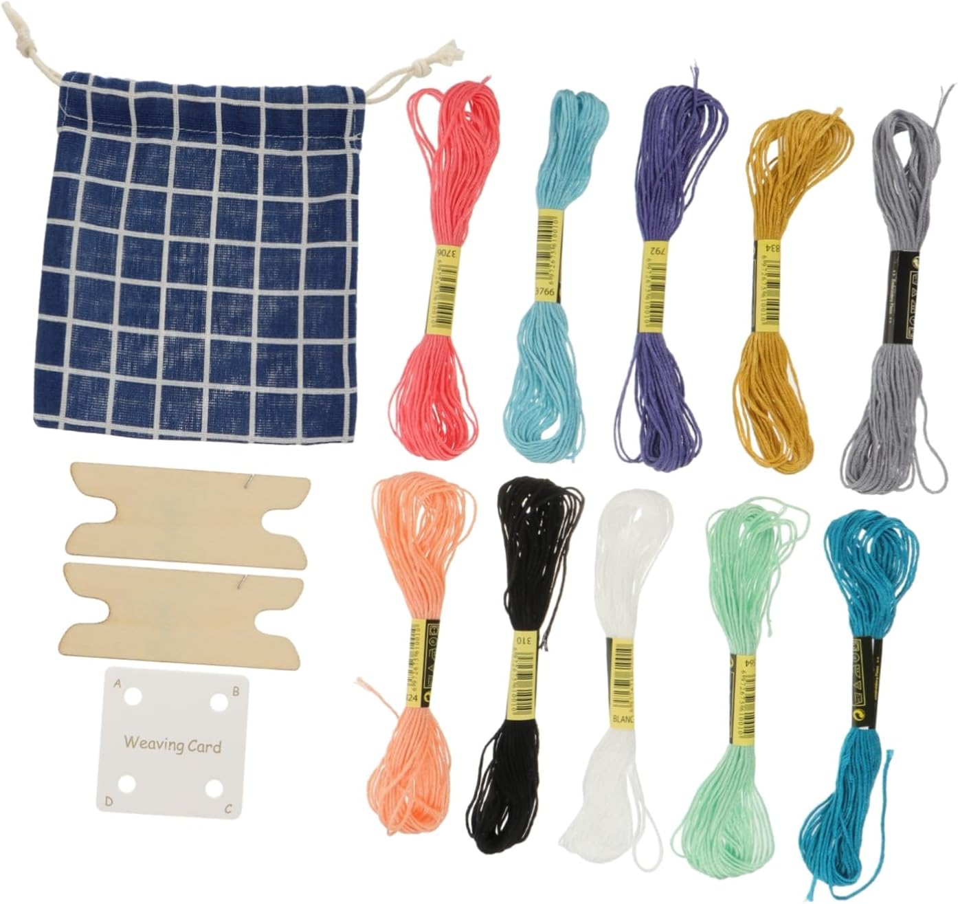 DOITOOL 2sets Paper Weaving Cards Embroidery Threads Compact Weaving Shuttles Card Tools for Fun Craft Projects and Home Activities