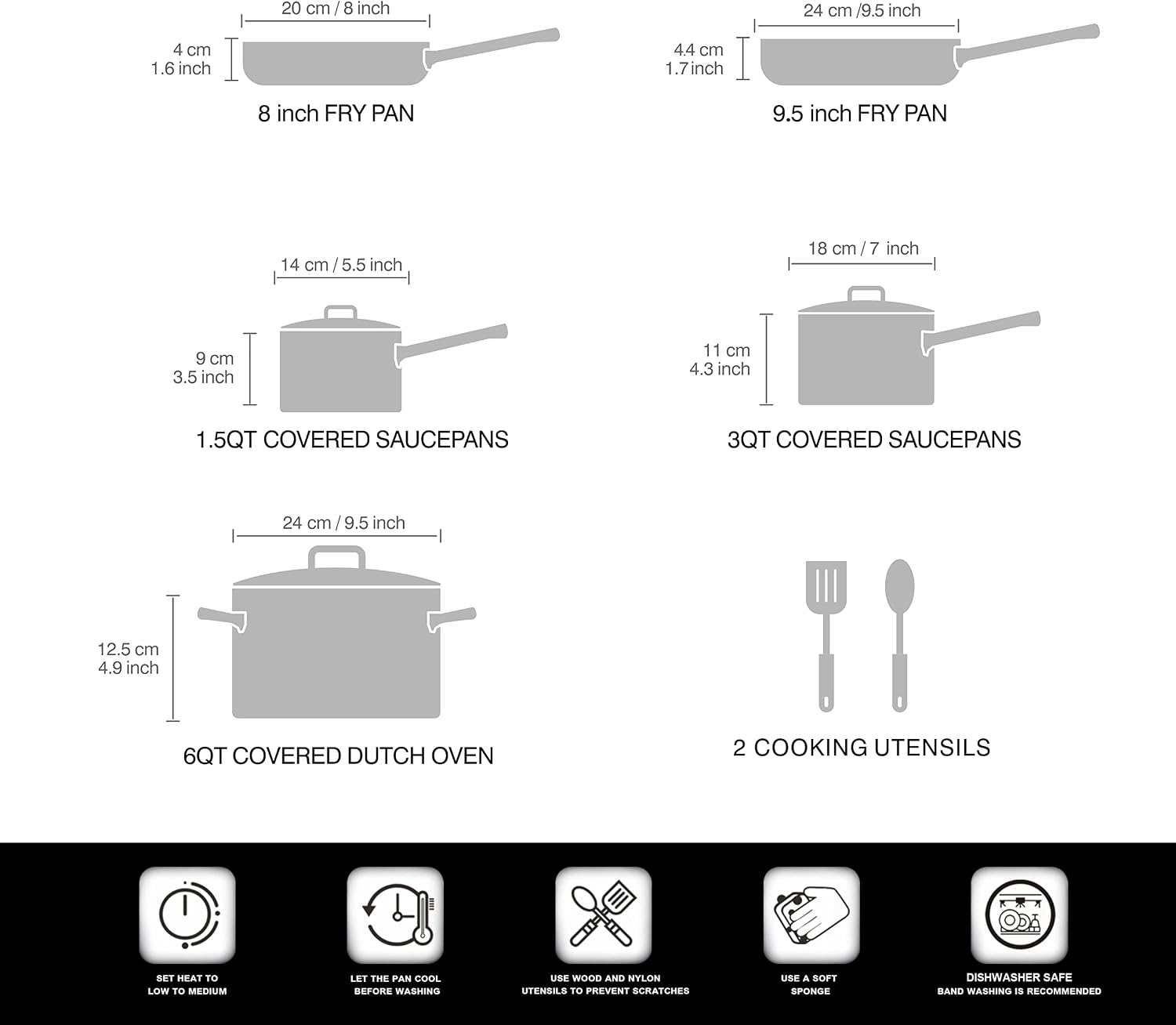 Cook N Home Pots and Pans Set Nonstick Cookware Induction Kitchen10-Piece, with Frying Pan & SaucePan Turquoise